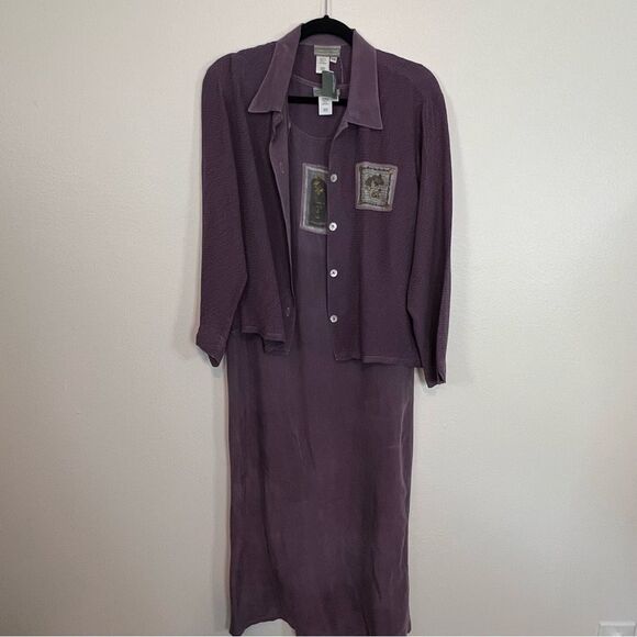 NWT Coldwater Creek Dress Sleeveless With Over Shirt Purple Size Petite Medium - Picture 1 of 10
